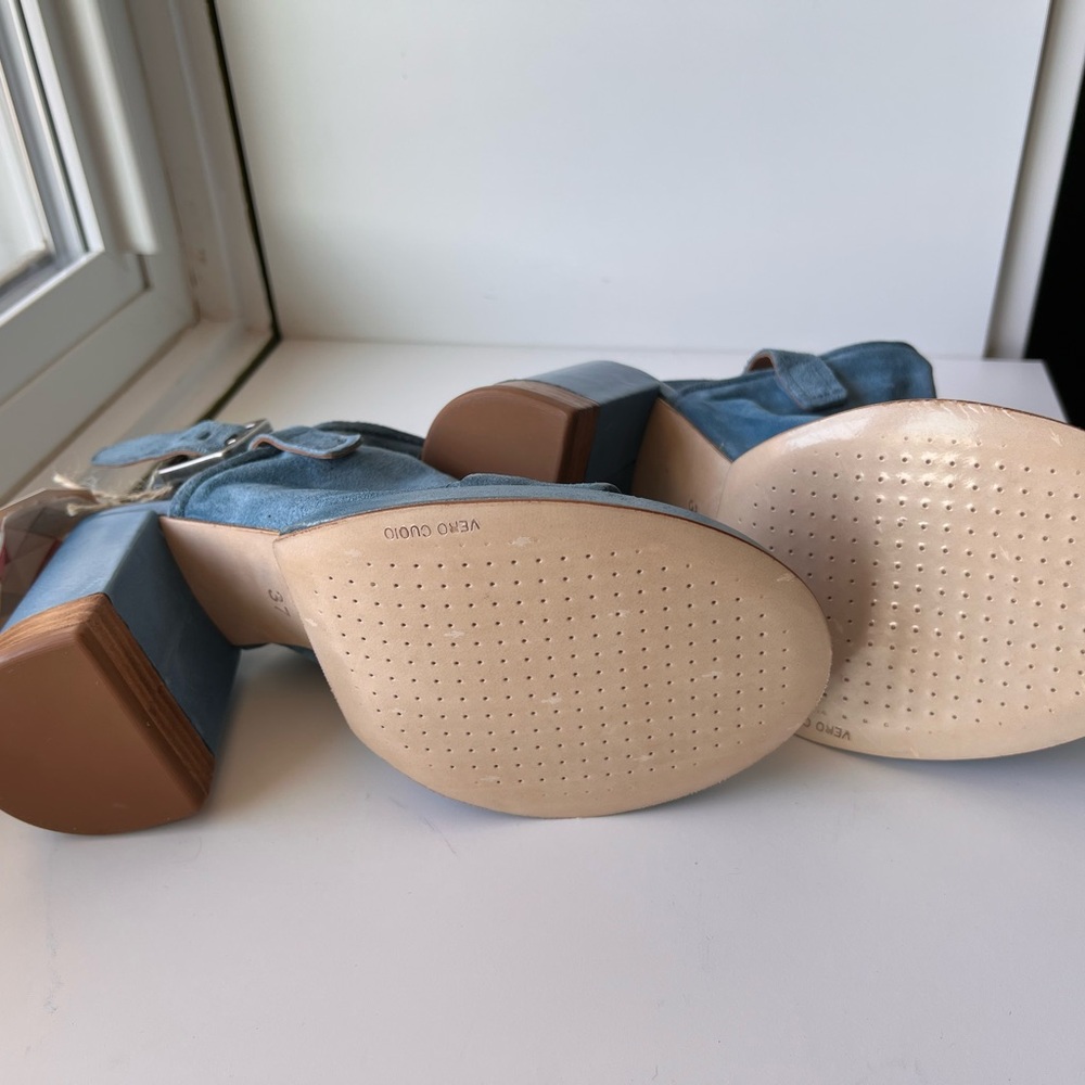 A.S.98 Blue Suede Chunky Heel Platform Sandals 37 7 - Picture 5 of 13